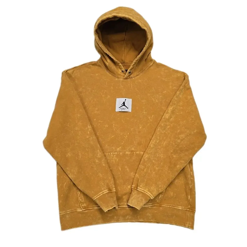 Jordan Essentials Statement Washed Fleece Pullover Hoodie Chutney Yellow Men's L